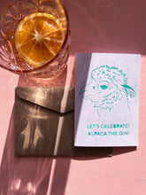 Load image into Gallery viewer, LET&#39;S CELEBRATE! ALPACA THE GIN! - Bright Aqua
